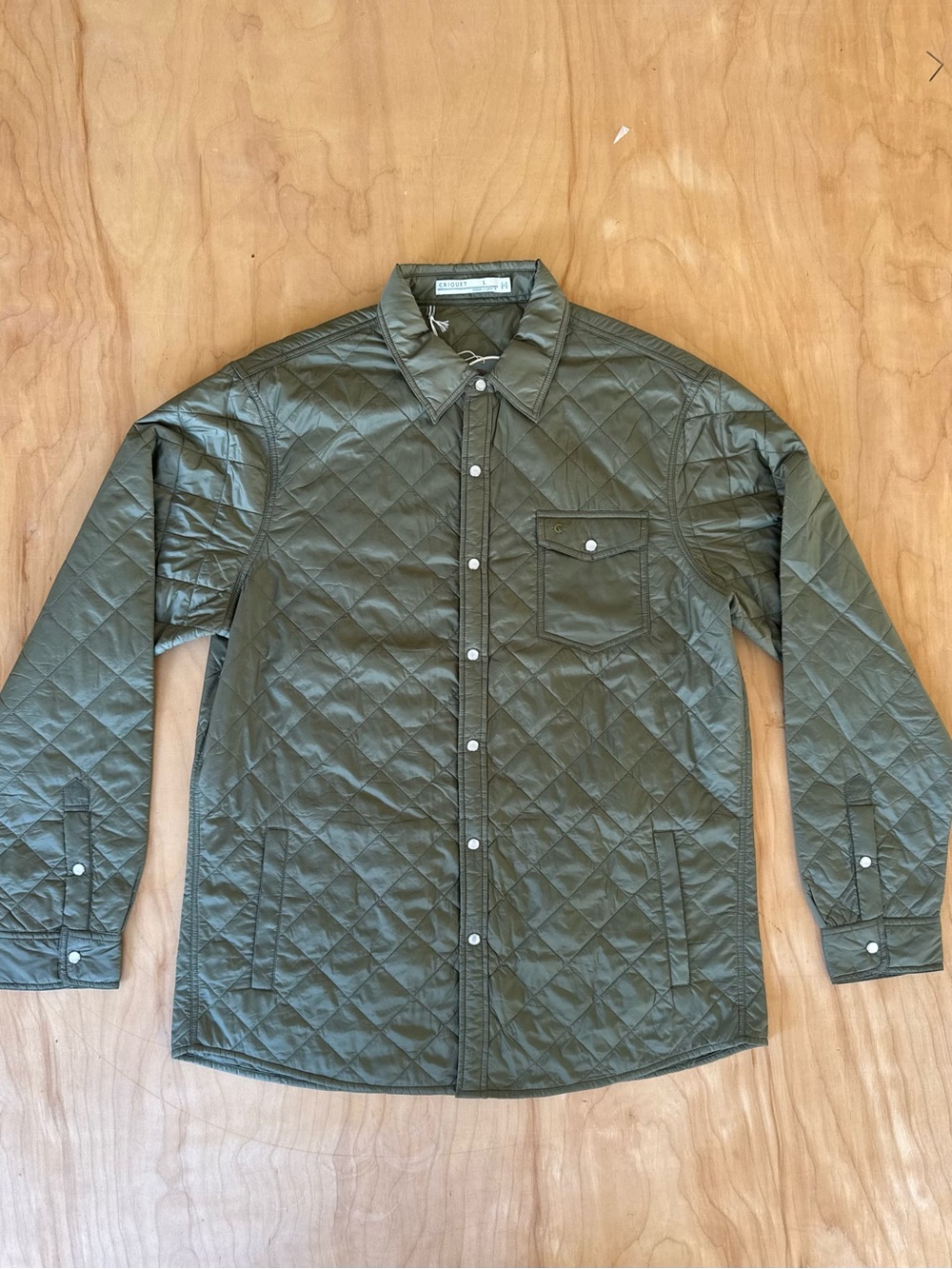 Criquet Quilted Shirt Jacket in Olive